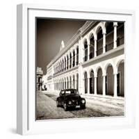 ¡Viva Mexico! Square Collection - Black VW Beetle in Campeche II-Philippe Hugonnard-Framed Photographic Print