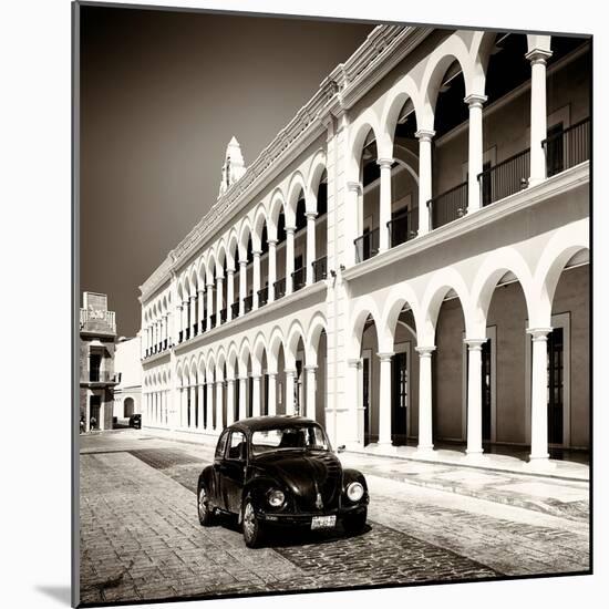 ¡Viva Mexico! Square Collection - Black VW Beetle in Campeche II-Philippe Hugonnard-Mounted Photographic Print