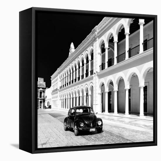 ¡Viva Mexico! Square Collection - Black VW Beetle in Campeche III-Philippe Hugonnard-Framed Stretched Canvas