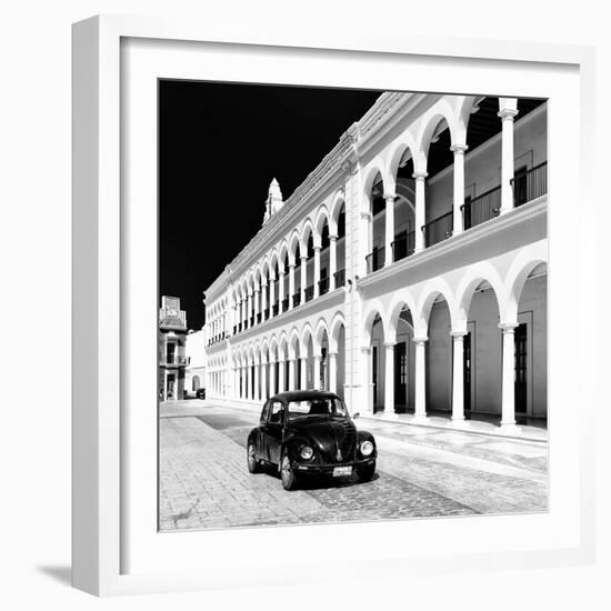 ¡Viva Mexico! Square Collection - Black VW Beetle in Campeche III-Philippe Hugonnard-Framed Photographic Print