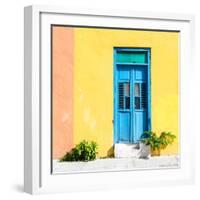 ¡Viva Mexico! Square Collection - Blue Door & Yellow Wall in Campeche-Philippe Hugonnard-Framed Photographic Print