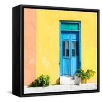 ¡Viva Mexico! Square Collection - Blue Door & Yellow Wall in Campeche-Philippe Hugonnard-Framed Stretched Canvas