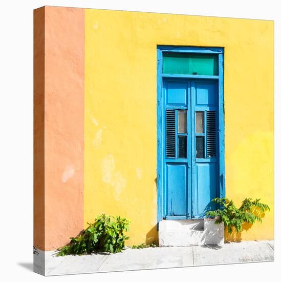 ¡Viva Mexico! Square Collection - Blue Door & Yellow Wall in Campeche-Philippe Hugonnard-Stretched Canvas