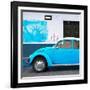 ¡Viva Mexico! Square Collection - Blue VW Beetle Car and American Graffiti-Philippe Hugonnard-Framed Photographic Print