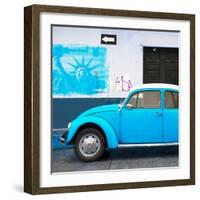 ¡Viva Mexico! Square Collection - Blue VW Beetle Car and American Graffiti-Philippe Hugonnard-Framed Photographic Print