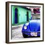 ¡Viva Mexico! Square Collection - Blue VW Beetle Car and Colorful House-Philippe Hugonnard-Framed Photographic Print