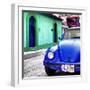 ¡Viva Mexico! Square Collection - Blue VW Beetle Car and Colorful House-Philippe Hugonnard-Framed Photographic Print