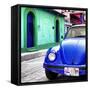 ¡Viva Mexico! Square Collection - Blue VW Beetle Car and Colorful House-Philippe Hugonnard-Framed Stretched Canvas