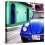 ¡Viva Mexico! Square Collection - Blue VW Beetle Car and Colorful House-Philippe Hugonnard-Stretched Canvas