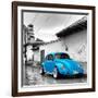 ¡Viva Mexico! Square Collection - Blue VW Beetle Car in San Cristobal de Las Casas-Philippe Hugonnard-Framed Photographic Print