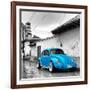 ¡Viva Mexico! Square Collection - Blue VW Beetle Car in San Cristobal de Las Casas-Philippe Hugonnard-Framed Photographic Print