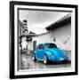 ¡Viva Mexico! Square Collection - Blue VW Beetle Car in San Cristobal de Las Casas-Philippe Hugonnard-Framed Photographic Print