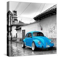 ¡Viva Mexico! Square Collection - Blue VW Beetle Car in San Cristobal de Las Casas-Philippe Hugonnard-Stretched Canvas