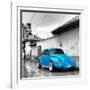 ¡Viva Mexico! Square Collection - Blue VW Beetle Car in San Cristobal de Las Casas-Philippe Hugonnard-Framed Photographic Print