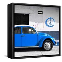 ¡Viva Mexico! Square Collection - Blue VW Beetle Car & Peace Symbol-Philippe Hugonnard-Framed Stretched Canvas