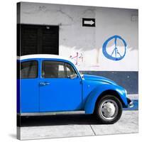 ¡Viva Mexico! Square Collection - Blue VW Beetle Car & Peace Symbol-Philippe Hugonnard-Stretched Canvas