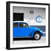 ¡Viva Mexico! Square Collection - Blue VW Beetle Car & Peace Symbol-Philippe Hugonnard-Framed Photographic Print