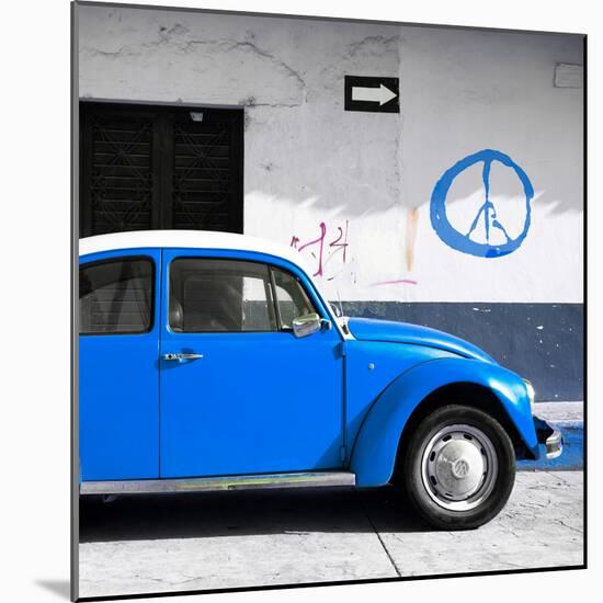 ¡Viva Mexico! Square Collection - Blue VW Beetle Car & Peace Symbol-Philippe Hugonnard-Mounted Photographic Print