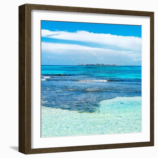 ¡Viva Mexico! Square Collection - Caribbean Coastline overlooking Cancun-Philippe Hugonnard-Framed Photographic Print