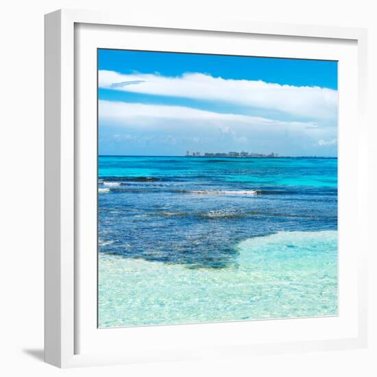 ¡Viva Mexico! Square Collection - Caribbean Coastline overlooking Cancun-Philippe Hugonnard-Framed Photographic Print