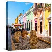 ¡Viva Mexico! Square Collection - Coloful Street in Campeche-Philippe Hugonnard-Stretched Canvas