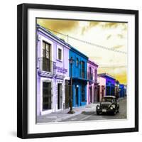 ¡Viva Mexico! Square Collection - Colorful Facades and Black VW Beetle Car II-Philippe Hugonnard-Framed Photographic Print