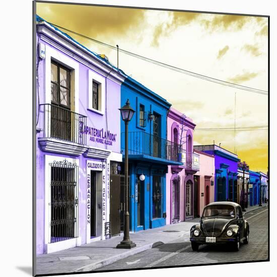 ¡Viva Mexico! Square Collection - Colorful Facades and Black VW Beetle Car II-Philippe Hugonnard-Mounted Photographic Print