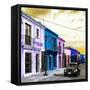 ¡Viva Mexico! Square Collection - Colorful Facades and Black VW Beetle Car II-Philippe Hugonnard-Framed Stretched Canvas