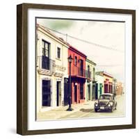 ¡Viva Mexico! Square Collection - Colorful Facades and Black VW Beetle Car IV-Philippe Hugonnard-Framed Photographic Print