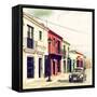 ¡Viva Mexico! Square Collection - Colorful Facades and Black VW Beetle Car IV-Philippe Hugonnard-Framed Stretched Canvas