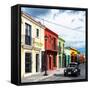 ¡Viva Mexico! Square Collection - Colorful Facades and Black VW Beetle Car-Philippe Hugonnard-Framed Stretched Canvas