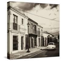 ¡Viva Mexico! Square Collection - Colorful Facades and White VW Beetle Car II-Philippe Hugonnard-Stretched Canvas