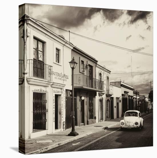 ¡Viva Mexico! Square Collection - Colorful Facades and White VW Beetle Car II-Philippe Hugonnard-Stretched Canvas