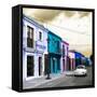 ¡Viva Mexico! Square Collection - Colorful Facades and White VW Beetle Car IV-Philippe Hugonnard-Framed Stretched Canvas