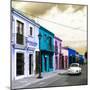 ¡Viva Mexico! Square Collection - Colorful Facades and White VW Beetle Car IV-Philippe Hugonnard-Mounted Photographic Print