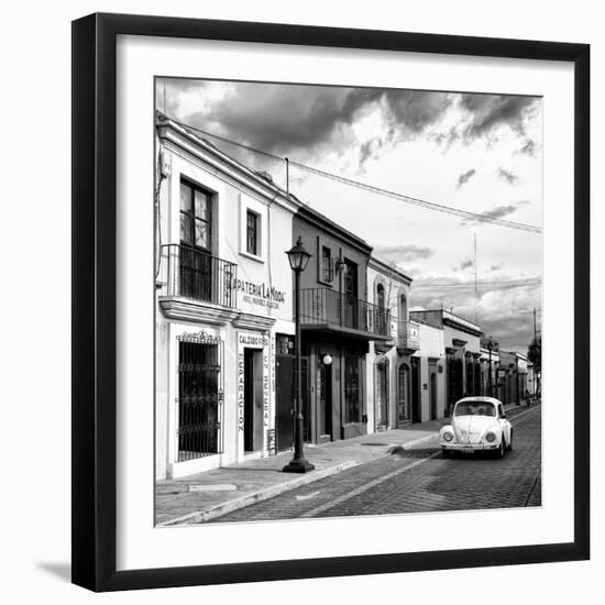 ?Viva Mexico! Square Collection - Colorful Facades and White VW Beetle Car V-Philippe Hugonnard-Framed Photographic Print