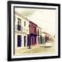 ¡Viva Mexico! Square Collection - Colorful Facades and White VW Beetle Car VI-Philippe Hugonnard-Framed Photographic Print