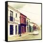 ¡Viva Mexico! Square Collection - Colorful Facades and White VW Beetle Car VI-Philippe Hugonnard-Framed Stretched Canvas