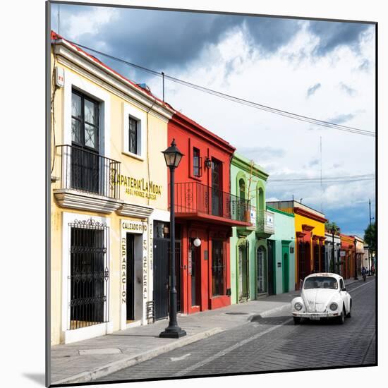 ¡Viva Mexico! Square Collection - Colorful Facades and White VW Beetle Car-Philippe Hugonnard-Mounted Photographic Print