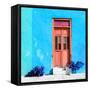 ¡Viva Mexico! Square Collection - Coral Door & Blue Wall in Campeche-Philippe Hugonnard-Framed Stretched Canvas