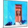 ¡Viva Mexico! Square Collection - Coral Door & Blue Wall in Campeche-Philippe Hugonnard-Mounted Photographic Print