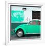¡Viva Mexico! Square Collection - Coral Green VW Beetle Car and American Graffiti-Philippe Hugonnard-Framed Photographic Print