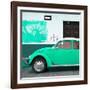 ¡Viva Mexico! Square Collection - Coral Green VW Beetle Car and American Graffiti-Philippe Hugonnard-Framed Photographic Print