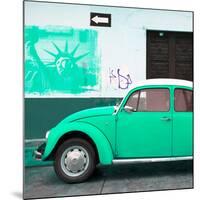 ¡Viva Mexico! Square Collection - Coral Green VW Beetle Car and American Graffiti-Philippe Hugonnard-Mounted Photographic Print