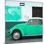 ¡Viva Mexico! Square Collection - Coral Green VW Beetle Car and American Graffiti-Philippe Hugonnard-Mounted Photographic Print