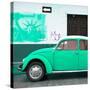 ¡Viva Mexico! Square Collection - Coral Green VW Beetle Car and American Graffiti-Philippe Hugonnard-Stretched Canvas