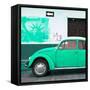 ¡Viva Mexico! Square Collection - Coral Green VW Beetle Car and American Graffiti-Philippe Hugonnard-Framed Stretched Canvas