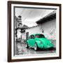 ¡Viva Mexico! Square Collection - Coral Green VW Beetle Car in San Cristobal de Las Casas-Philippe Hugonnard-Framed Photographic Print