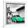 ¡Viva Mexico! Square Collection - Coral Green VW Beetle Car in San Cristobal de Las Casas-Philippe Hugonnard-Framed Photographic Print