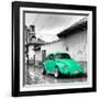 ¡Viva Mexico! Square Collection - Coral Green VW Beetle Car in San Cristobal de Las Casas-Philippe Hugonnard-Framed Photographic Print